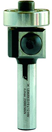 Leman 828.700.00 Mèche d'affleureuse à 2 plaquettes HM droite ø 19 mm queue de 8 mm avec guide