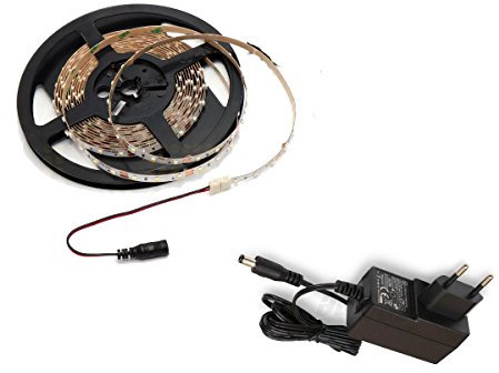 SET: LED Streifen 12V Roll 2m, 5m 3528 24W, 5m Lumen IP20, LED Netzteil (2m Kaltweiss + 12W Trafo)