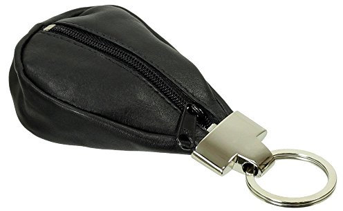 Branco Leder Schlüsseletui Mini Geldbörse Schlüsseltasche Schlüsselmappe Schlüsselanhänger mit Reißverschlussfach Minibörse Farbe Schwarz