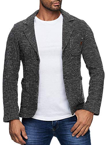 Reslad Herren-Sakko Sportlich Jakett Anzug Jacke Slim Fit Freizeit Blazer-Herren RS-1421 Anthrazit S