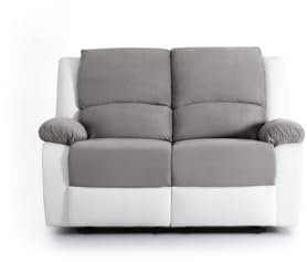LOUNGITUDE - DETENTE - Canapé de relaxation - Manuel - 2 Places - En Simili/Microfibre - Gris/Blanc -L143cm
