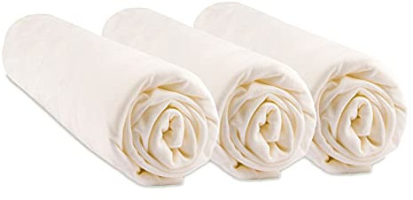 Lot de 3 Draps Housse 60x120 cm Lit Bébé, Berceau, Lit Parapluie 60 x 120 | Bambou Hypoallergénique | Écru | Extensible & Respirant | Sommeil sain | Marque Easy Dort | Oeko-Tex | Fabriqué en Europe
