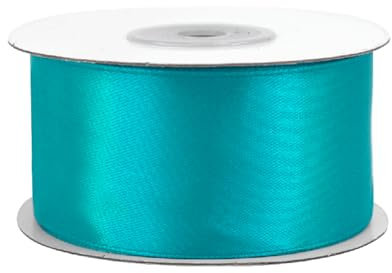 Satinband 38mm x 25m Rolle - FARBAUSWAHL in 3/6/12/18/25/38/50/75/100mm - farbecht & waschbar - Schleifenband für Hochzeit - Geschenkband zum Verpacken Dekorieren Basteln - Türkis 340D