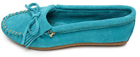 Minnetonka Women's Kilty Suede Hardsole Moccasin, Brown, 8.5 M US