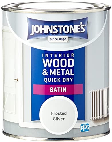 Johnstone's - Wood & Metal Paint - Satin Finish - Frosted Silver - 750ml - Water Based - Non Drip & Quick Drying - Radiator Paint - Low Odour - Dry in 1-2 Hours - 8m2 Coverage per Litre