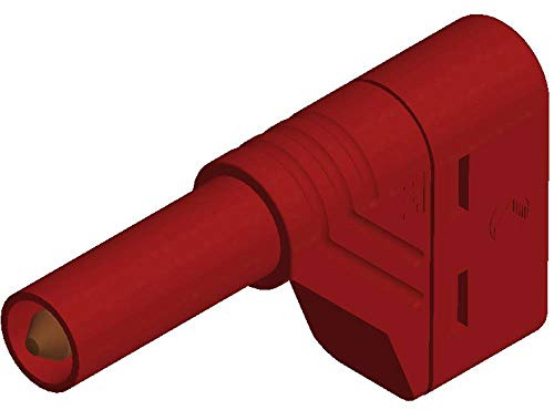 SKS Hirschmann 934098101 Sicherheits-Lamellenstecker im Winkel, Steckerdurchmesser der Spindel: 4 mm, Rot, 1 Stück.