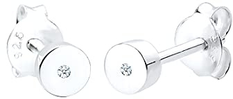 Elli DIAMONDS Ohrringe Damen Ohrstecker Schlicht mit Diamant (0.02 ct) in 925 Sterling Silber