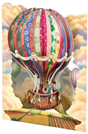 SANTORO Swing Card, 3D Pop Up Greeting Card - Hot Air Balloon - for Her, for Him, Birthday, Anniversary