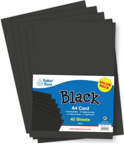 Baker Ross Bastelpappe in Schwarz DIN A4 (40 Stück)