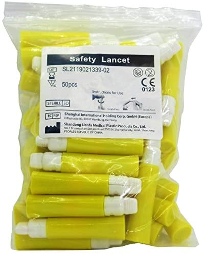 50 x Single Use Sterile Safety Lancets (21G) for Blood Testing/Samples