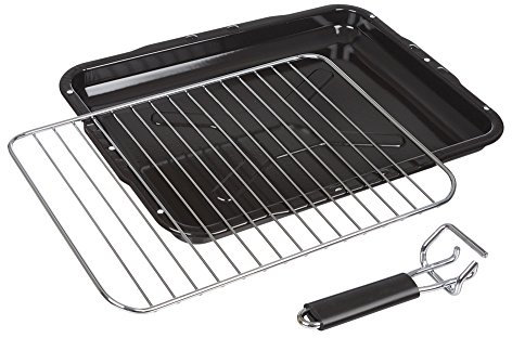 Invero® Universal Oven Cooker Grill Pan Tray Complete with Steel Wire Rack and Detachable Handle Suitable for Most Oven Cookers - 387mm x 300mm