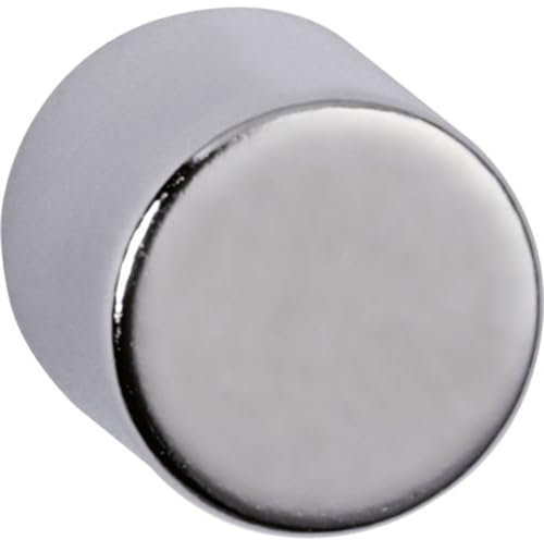 MAUL Neodym-Scheibenmagnet – Magnet mit hoher Haftkraft für einen vielseitigen Einsatz – Magnet rund mit elegantem und modernem Design – Ø 10 x 10 mm – 4er Pack – hellsilber