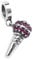 Queenberry Sterling Silver Microphone Fuchsia Cubic Zirconia Dangle European Bead Charm