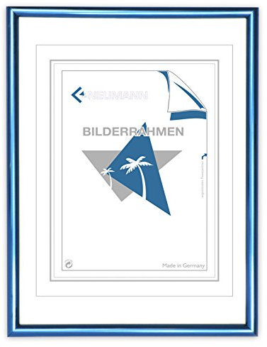 Neumann Bilderrahmen Cadre en plastique classique 40 x 50 cm Bleu métallisé