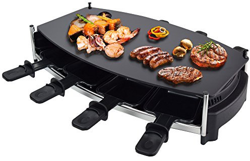 Syntrox Germany Design Raclette Wallis mit Glas-Keramik Grillplatte für 8 Personen