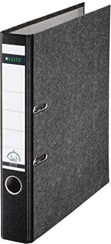 Leitz Qualitäts-Ordner 180°, 20er Pack, A4, 100 % recycelter Karton, Schmal, 5,2 cm Rückenbreite, Wolkenmarmor-Papier, Schwarzer Rücken, 10501095