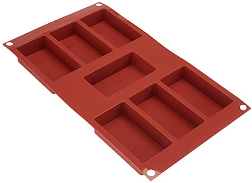 Silikomart | SF110 Moule en silicone pour monoportions RECTANGULAIRES, antiadhésif, 7 cavités, paquet de 10 moules à gâteaux, 87 x 48 h 24 mm Volume 7 x 97 ml Tot. 679 ml