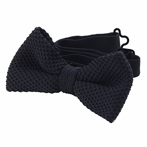 DonDon Herren Strick Fliege gebunden und längenverstellbar 11 x 6 cm schwarz