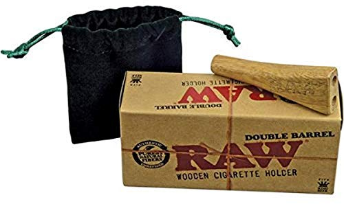 RAW Double Barrel Double Cigarette Holder Joint Cigarette Holder Real Wood King Size
