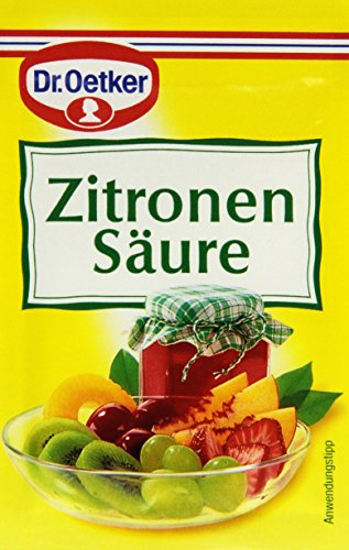 Dr. Oetker Zitronensäure, 5er Pack, je Beutel 5 g, Alternative zu Zitronensaft, zum Einkochen & Verfeinern von Konfitüre, Marmelade, Gelee uvm., vegan