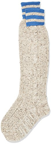 Lusana Herren Trachtenkniestrumpf Falkenberg Tweed Trachtenstrümpfe, Beige (Mittelbeige meliert/Mittelblau 910), 46/47