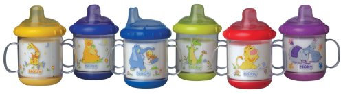 Nûby 9615 auslaufsichere Trinklerntasse 210ml, mit weichem Trinkmundstück aus Silikon für variablen Trinkfluss, hygienische Schutzkappe, ab 6 Monate, 1 Stück, Farbe nicht frei wählbar