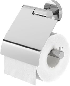 Tiger Boston Toilettenpapierhalter, Toilettenrollenhalter mit Deckel, zur Wandbefestigung, WC-Rollenhalter aus Edelstahl, Oberfläche: poliert