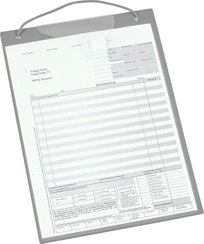 Auftragstasche Eco, DIN A4, mit Schlüsselfach und Klettverschluss, Grau, Verpackungseinheit: 10 STK