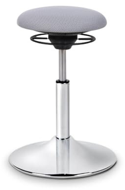 BALIMO Classic - Bewegungshocker - Sitztrainer - ergonomischer Sitzhocker - Hocker mit Schwingeffekt - Rücken-Trainer - Bewegungsstuhl - Bürohocker - Standfuß Chrom - Bezug Hellgrau
