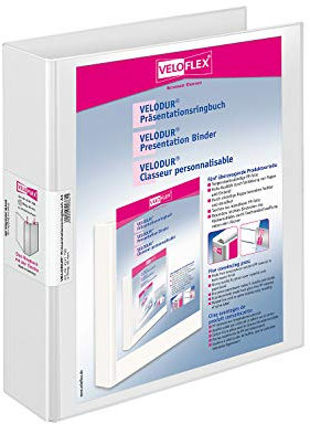 VELOFLEX 4141190 - Präsentationsringbuch VELODUR DIN A4, PP kaschiert, 4-D-Ring-Mechanik, 40 mm Füllhöhe, weiß