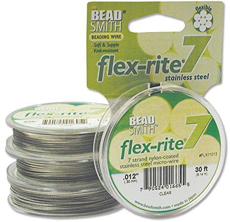 The Beadsmith Flex-Rite 7 Strand Nylon Coated, Stainless-Steel Beading Wire, Jewelry Making Supply (.012 Dia, Clear - 30 Ft)