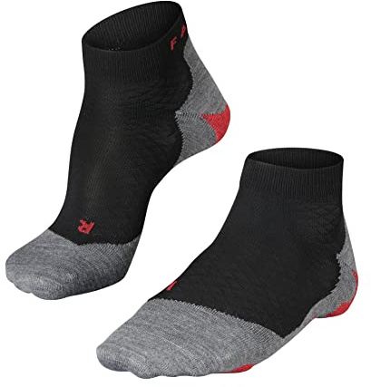 FALKE Women's RU5 Race Short Running Socks, Quarter Length, Ultralight Cushion, Athletic, Breathable Quick Dry, Nylon, Black (Black-Mix 3010), 9.5-10.5, 1 Pair