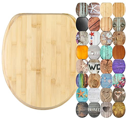 Sanilo Sedile WC con chiusura ammortizzata, grande scelta di copriwater da legno robusto e di alta qualità (Bambù)