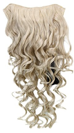 WIG ME UP - H9503-22 Clip-in Haarteil mit 7 Klammern, 3/4 Perücke Blond 50 cm lockig Haarverlängerung