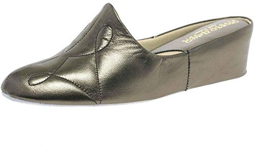 Charles Clinkard Dulcie Leather Slipper 3 Pewter