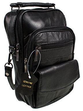 Lorenz Black Real Leather Shoulder Bag