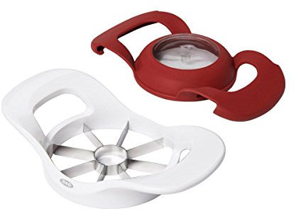 OXO Good Grips Apfeltrenner mit Ausschieber INOXO.11154000ML, Inoxidable, Rojo/Blanco, 5 x 10,16 x 20,32 cm