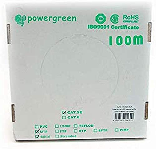 Powergreen CAB-05100-EX Bobina de Cable Cat 5E Utp 100 metros Exterior Rígido Caja 24 Awg