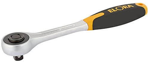Draper 25408 Elora Push Thru Ratchet with Soft Grip, Reversible, 1/2 Square Drive, 200mm, Blue