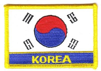 Flaggen Aufnäher Patch Südkorea Schrift Fahne NEU