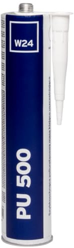 W24 PU500 Mastic-colle polyuréthane pour carrosserie blanc 310 ml | Polyuréthane à prise rapide pour métal, verre et plastiques compatibles; joint souple, étanche et recouvrable.