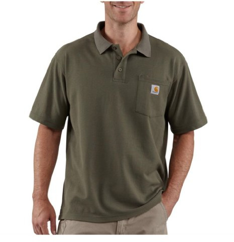 Carhartt, Herren, Weites, mittelschweres, kurzärmliges Polohemd mit Tasche, Moos, XL