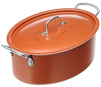 Moneta Zecchino Casseruola Ovale con Coperchio in Alluminio 28 cm, Alimentare, Silver