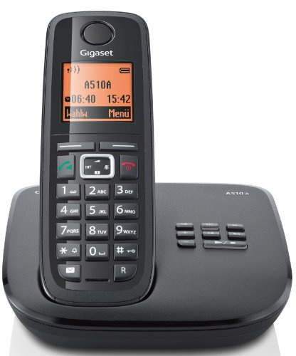 Gigaset A510A Schnurlostelefon (beleuchtetes Display, Anrufbeantworter, DECT) schwarz