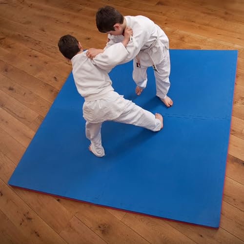 Easimat Interlocking Floor Mats, 1 x 1 m, Red/Blue, 20mm Thick, Pack of 4