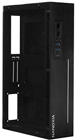 Nanoxia 600066525 Project S Mini - Schwarz, Mini-ITX HTPC-Gehäuse,Deckel Aus Gehärtetem Glas, 2X USB 3.0, 1x USB 3.1 Typ C, Schwarz