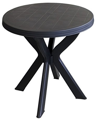 Multistore 2002 Robuster Gartentisch Ø70cm Kunststoff - Anthrazit/Campingtisch Beistelltisch Bistrotisch