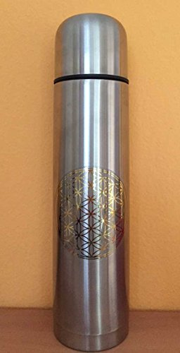 Edelstahl Isolierflasche mit Blume des Lebens in gold (Edelstahl)