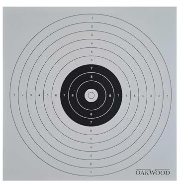 OAKWOOD Zielscheiben 14x14 oder 17x17 | Verschiedene Motive | Luftgewehr Pistole Softair Airsoft CO2 Schießscheibe für Kugelfang 50/100/150 Stück (17x17, 10er-Ring (50))