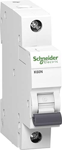 Schneider A9K02102 Interruttore Automatico K60N 1P, 2A, C Caratteristiche, 6kA, Bianco